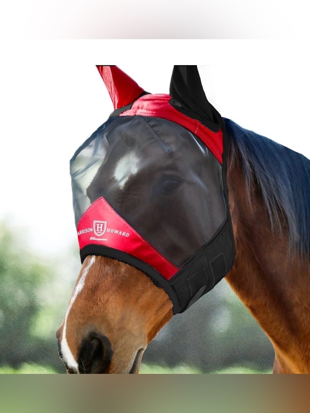 Harrison Howard Pro Luminous Horse Fly Mask Standard With Ears Size M Red NWT